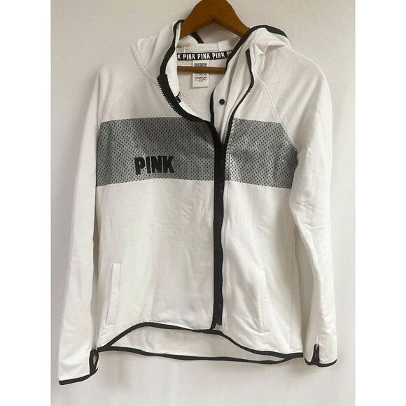 Victoria Secret Pink High Low Hoodie Reflective Full Zip Jacket Size XS - Picture 1 of 9